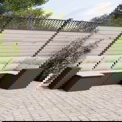 VidaXL 6-dijelni set vrtnih sofa od poliratana s jastucima smeđi Slike