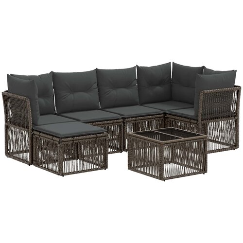 vidaXL Vrtna sedežna garnitura 7 pcs Siva poli ratan, (5000270507) Cene