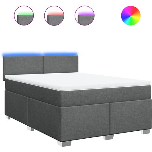 vidaXL Box spring postelja z vzmetnico temno siva 140x200 cm blago, (21310853) Cene