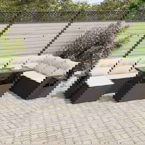 vidaXL 9-dijelni set vrtnih sofa s jastucima crni od poliratana Cijene