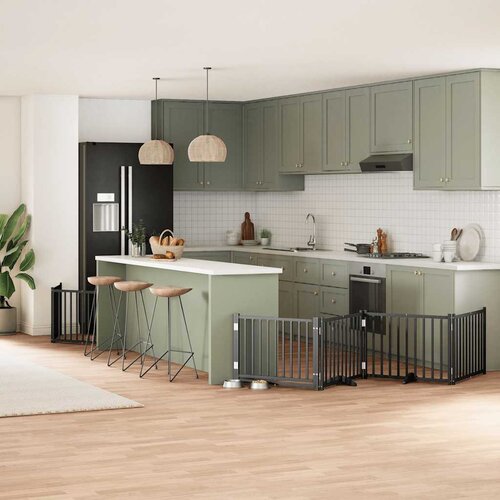  Vrata za pse s vratašcima 12 panela sklopiva 960 cm drvo topole Crna 80 x 60 x 2 cm Cene