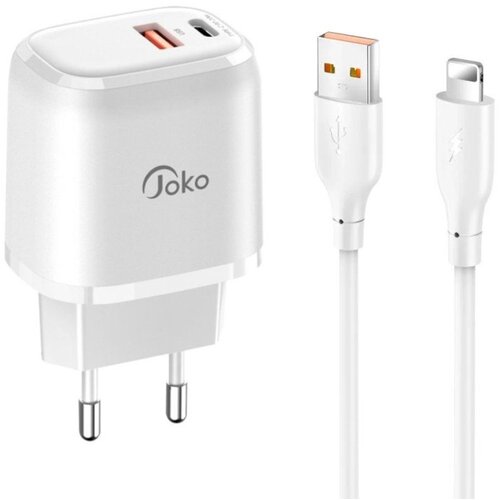  Kucni punjac KONFULON JK82 + DC64 PD 20W, QC 18W, sa kablom USB na Lightning beli Slike