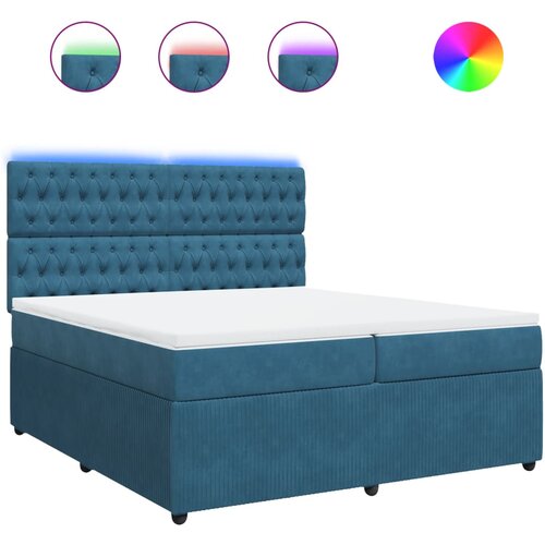 vidaXL Box spring postelja z vzmetnico modra 200x200 cm žamet, (21305300) Cene