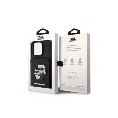 Licensed Karl Lagerfeld Ohišje za Apple iPhone 15 Pro Saffiano z držalom za kartice, ?rna, (21243651) Cene