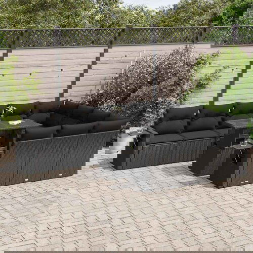 vidaXL 11-dijelni set vrtnih sofa od poliratana s jastucima crni Cijene