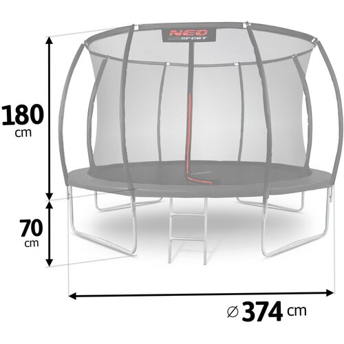  Vrtni profilirani trampolin 12 ft / 374 cm s unutarnjom za&amp;scaron;titnom mrežom Neo-Sport Slike