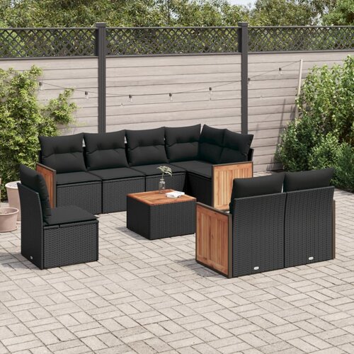 vidaXL 9-dijelni set vrtnih sofa s jastucima crni od poliratana Cijene