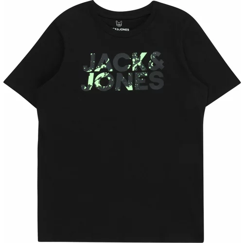Jack & Jones Majica 'COMMERCIAL' grafit siva / svijetlozelena / crna