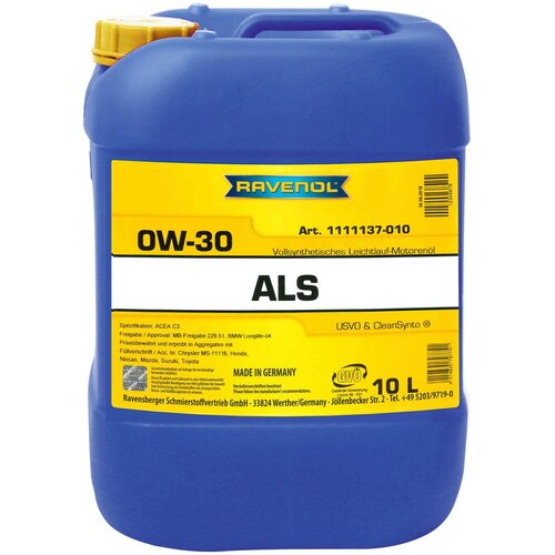 RAVENOL Motorno ulje ALS 0W-30, 10 l Cene