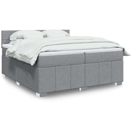 VidaXL Krevet s oprugama i madracem svjetlosivi 200 x 200cm od tkanine Slike