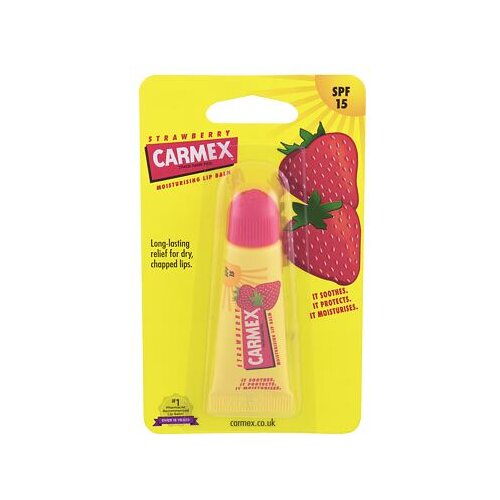 Carmex Strawberry SPF15 negovalni balzam z aromo jagode 10 g Slike