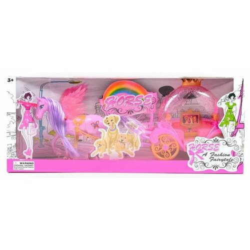 Hk Mini igračka set konjić sa kočijom, roze Slike