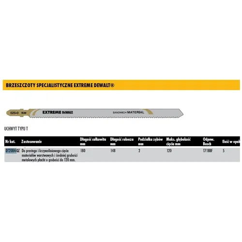 Dewalt rezilo za Jigsaw 180x2mm T718BF Slojene plošče /5pcs, (21106852)