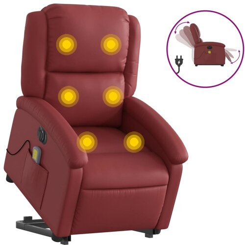 Maison Chic Električni masažni stol - Relax naslanjač s funkcijo vstajanja rdeče umetno usnje, (22061293) Cene