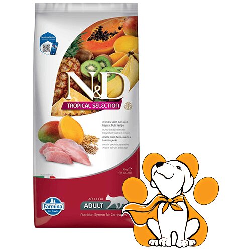 N&d tropical Selection Adult Chicken, Spelt, Oats&Tropical Fruits 10kg, Granule Slike