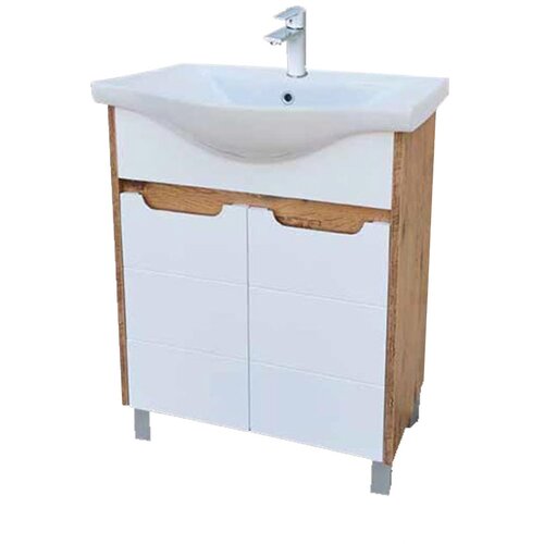 Lapino Ormarić sa umivaonikom Hana 65cm, Boja drveta, Beli Cene