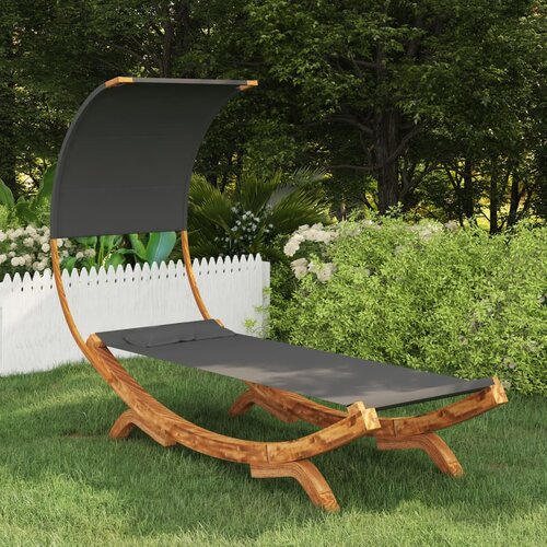  Vrtni ležaj s krovom 100x200x126 cm od savijenog drva antracit Slike
