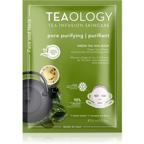 Teaology Face Mask Green Tea AHA Sheet maska za čišćenje i osvježavanje lica za lice i vrat 21 ml Cijene