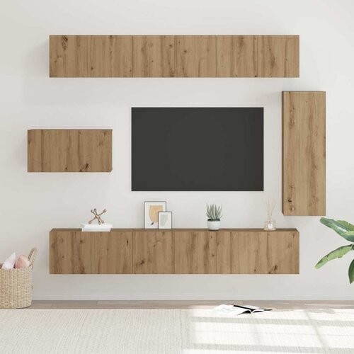 vidaXL Set TV komoda s policom Ostalo s pohranom s vratima Podesiva 8 pcs hrast artisan 30.5 x 30 x 90 cm Cene
