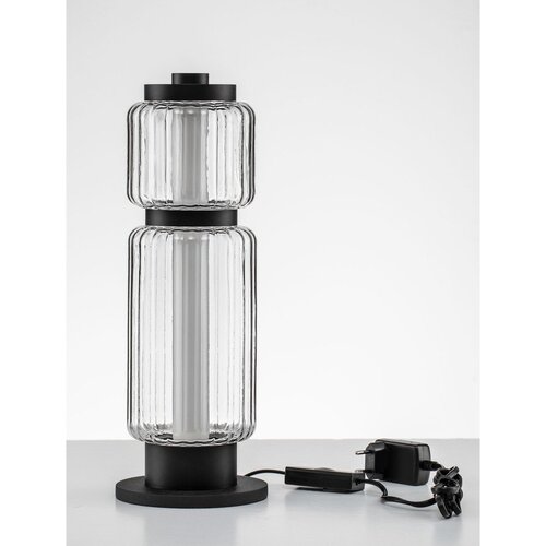 Nova Luce Mat črna steklena LED namizna svetilka (vi&amp;scaron;ina 39 cm) Liesa &amp;ndash; Slike