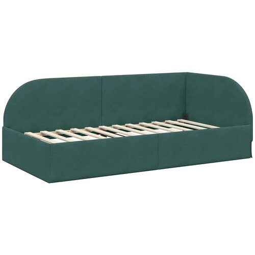 VidaXL Kutni okvir kreveta Tamnozelena 90 cm x 200 cm tkanina Slike