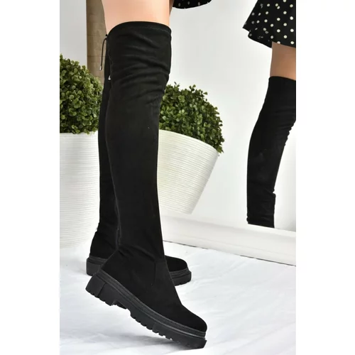 Fox Shoes Black Stretch Notebook Flexible Suede Women's Boots