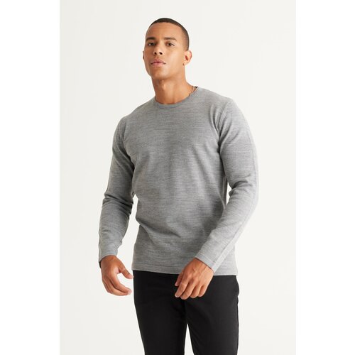 AC&Co / Altınyıldız Classics Men's Gray Melange Standard Fit Normal Cut Crew Neck Knitwear Sweater. Slike