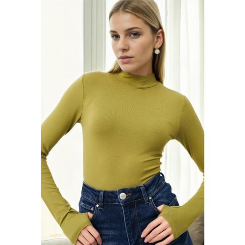 Dewberry 74053 Finger Detailed Women Body-PEANUT GREEN Slike
