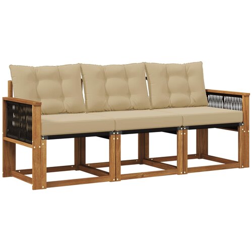 vidaXL Zunanja garnitura za sedenje z blazino 3 pcs Naravna in bež, (5000272982) Cene