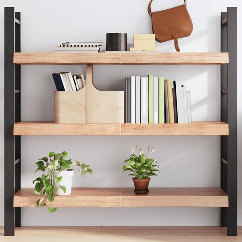The Living Store Stenska polica svetlo rjava 120x40x(2-6) cm trdna hrastovina - Stenska Polica, (21554301) Slike