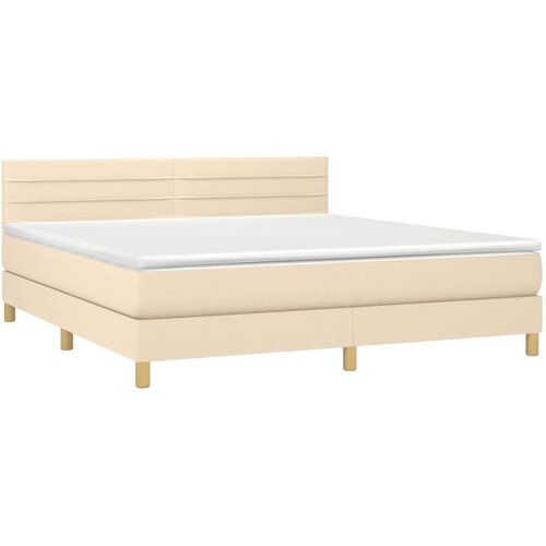  Krevet s oprugama i madracem krem 160x200 cm od tkanine Slike