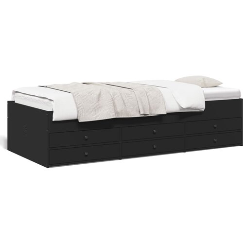 vidaXL Dnevna postelja s predali črna 90x200 cm inženirski les Cene