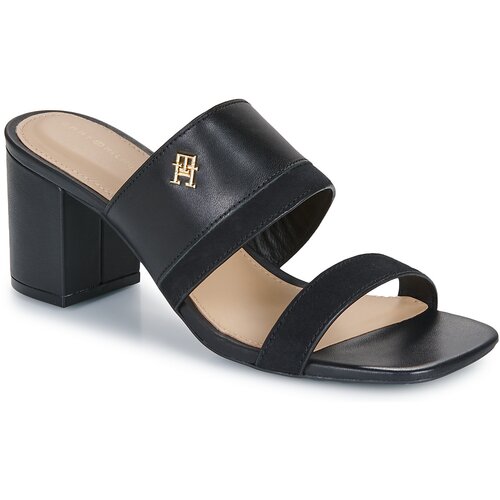 Tommy Hilfiger LEATHER SUEDE BLOCK HEEL MULE Crna Cene