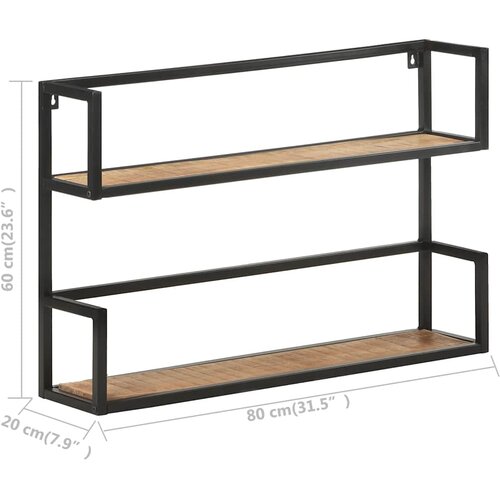  Zidna polica 80 x 20 x 60 cm od grubog drva manga Slike