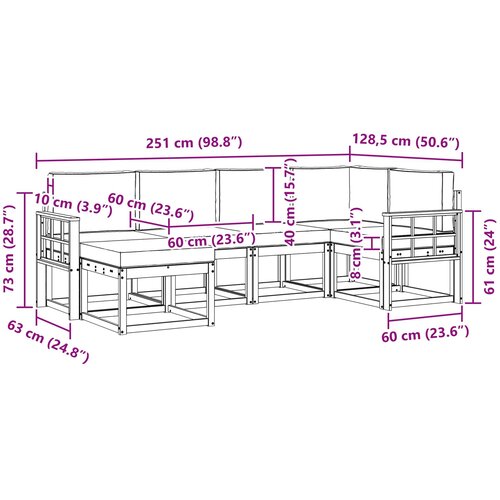  Set vanjskih sofa 6 kom. Bijela i bež Poliester Slike