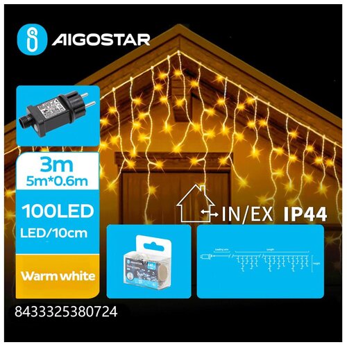 Aigostar LED spoljašnja božićna girlanda 100xLED/8 funkcija 8x0,6m IP44 topla bela Cene