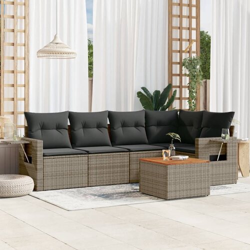 vidaXL 6-dijelni set vrtnih sofa od poliratana s jastucima sivi Cijene