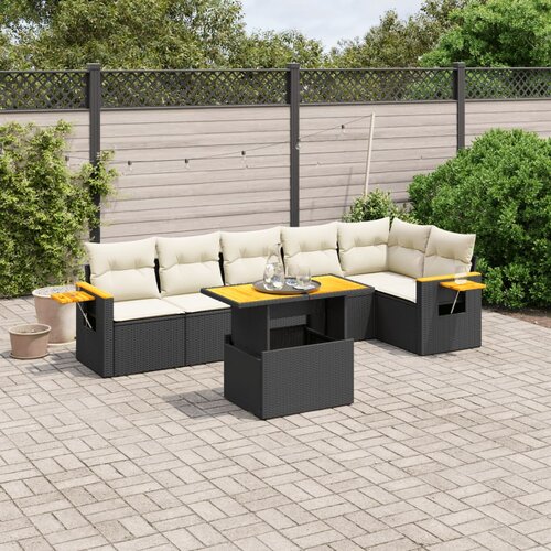 vidaXL 7-dijelni set vrtnih sofa od poliratana s jastucima crni Cijene