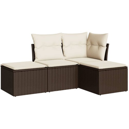  4-dijelni set vrtnih sofa od poliratana s jastucima smeđi Slike