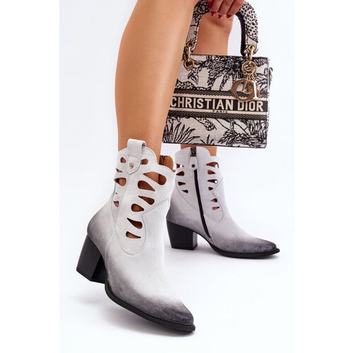 Maciejka Leather Boots with Cutouts Cijene