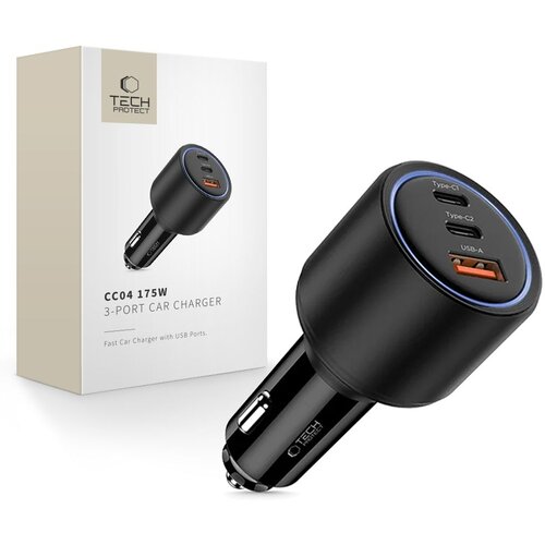 TECH-PROTECT AVTOPOLNILEC 3-PORTNI USB PD175W ZA IPHONE 11 12 13 14, (5000305999) Slike