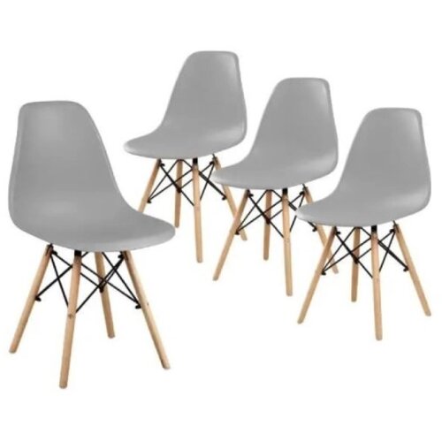  Set plastičnih trpezarijskih stolica 4 kom Aurora siva Lemon 25-KS007SET Slike