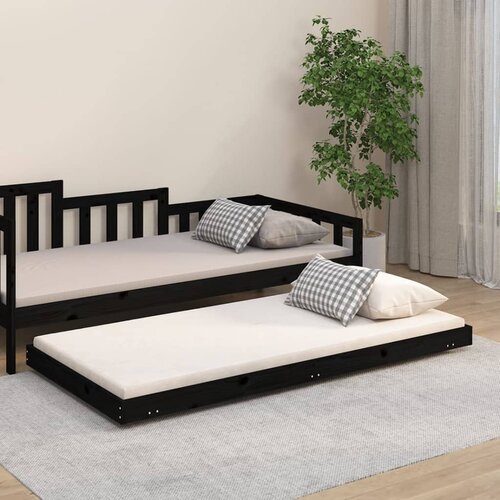 VidaXL Posteljni okvir črn 75x190 cm trdna borovina Slike