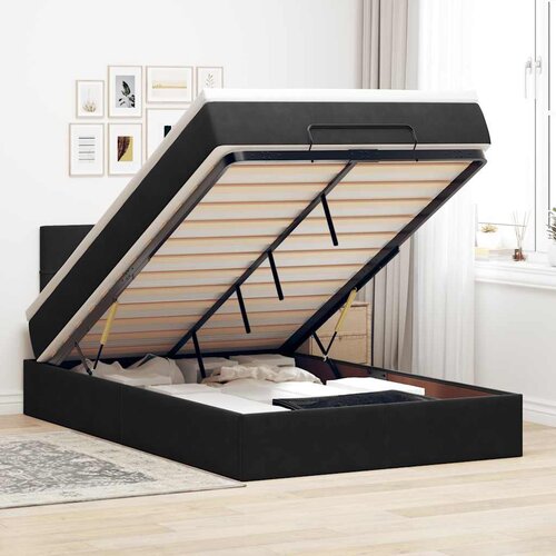  Otomanski krevet s madracem&LED crni 120x200cm bar&scaron;unasti Cijene