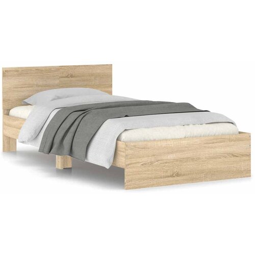 Maison Chic Posteljni okvir - Enojna postelja - Postelja za odrasle z vzglavjem sonoma hrast 100x200 cm inž. les-J9686, (21771560) Cene
