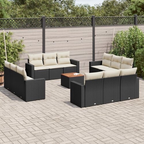 vidaXL 13-dijelni set vrtnih sofa s jastucima poliratan crni Cijene