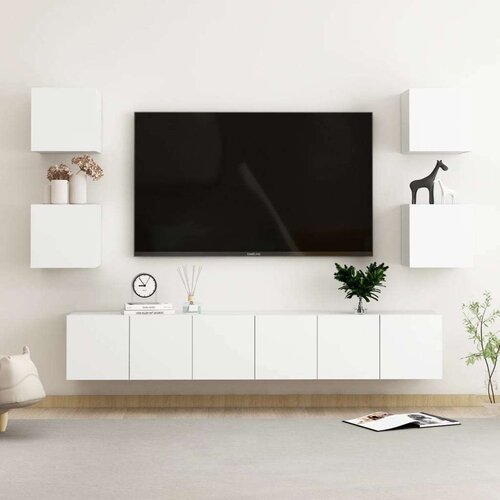  7-dijelni set TV ormarića bijeli od iverice Slike