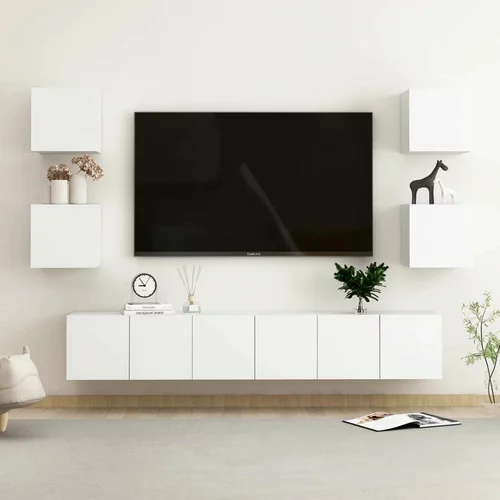  Komplet TV omaric 7-delni bela iverna plošča, (20731723)