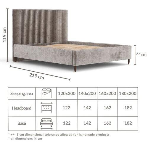 Maison de R&amp;ecirc;ve Siva oblazinjena zakonska postelja s prostorom za shranjevanje z letvenim dnom 200x200 cm Etero &amp;ndash; Slike
