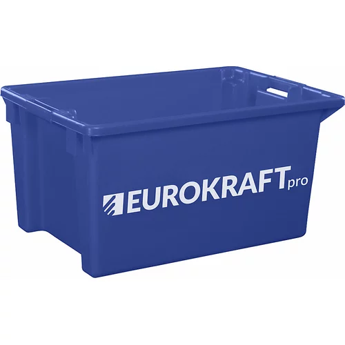 eurokraft pro Zasučna posoda za zlaganje iz polipropilena, primernega za živila, prostornina 70 l, DE 2 kosa, stene in dno zaprti, modra